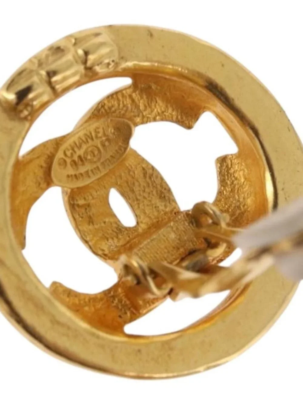 CHANEL COCO Mark Earring Metal Gold Tone CC Auth 187301M
